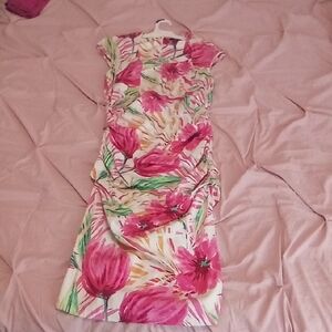 Floral Pink and Green Women's Dress
